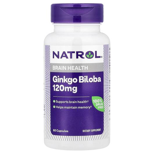 Основне фото товара Natrol, Ginkgo Biloba 120 mg, Гінкго Білоба, 60 капсул
