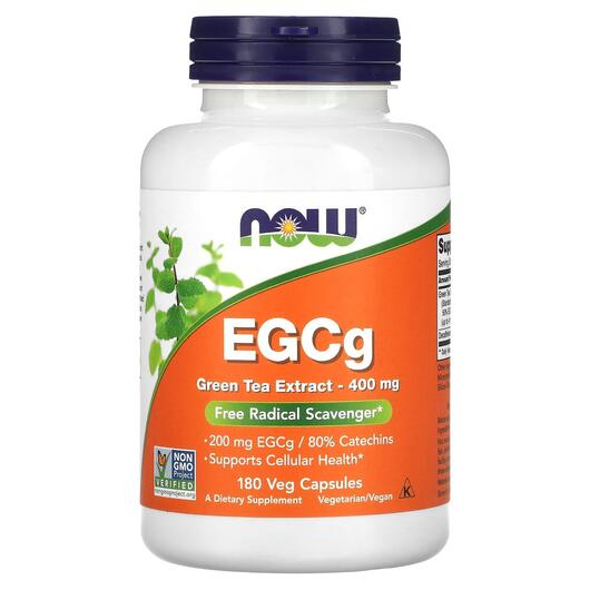 Основне фото товара NOW, EGCg 400 mg, Екстракт Зеленого Чаю, 180 капсул