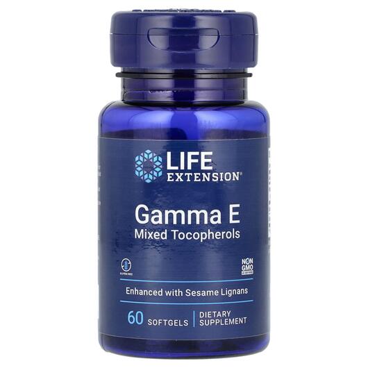 Основне фото товара Gamma E Mixed Tocopherols, Вітамін E D-альфа-токоферол, 60 капсул