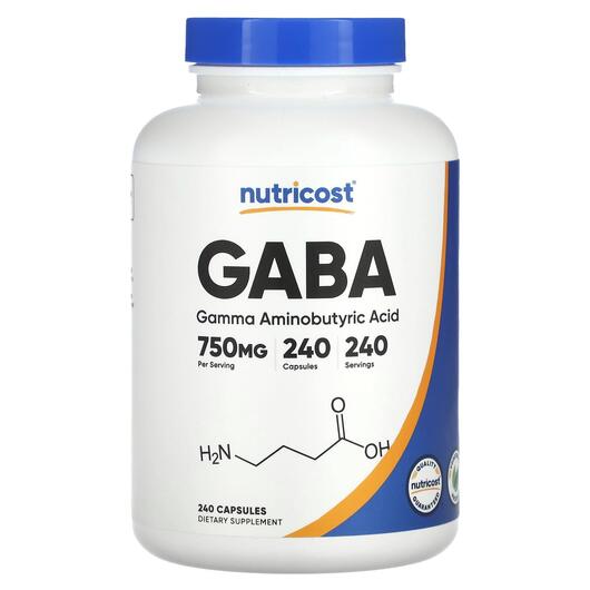 Основне фото товара Nutricost, GABA 750 mg, ГАМК, 240 капсул