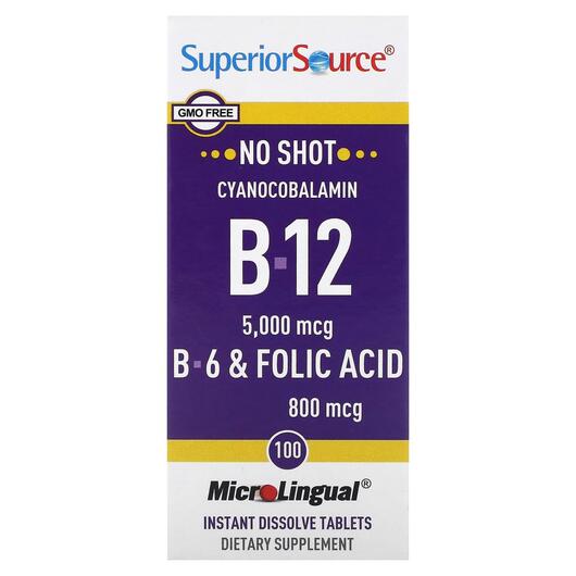 Основне фото товара B-12 B-6 & Folic Acid, Вітамін B12 Кобаламін, 100 таблеток