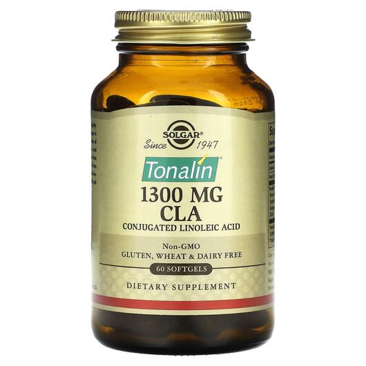 Основне фото товара Solgar, Tonalin CLA 1300 mg, Лінолева кислота, 60 капсул