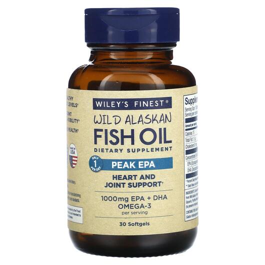 Основне фото товара Wild Alaskan Fish Oil Peak EPA 1250 mg, ЕПК, 30 Fish Softgels