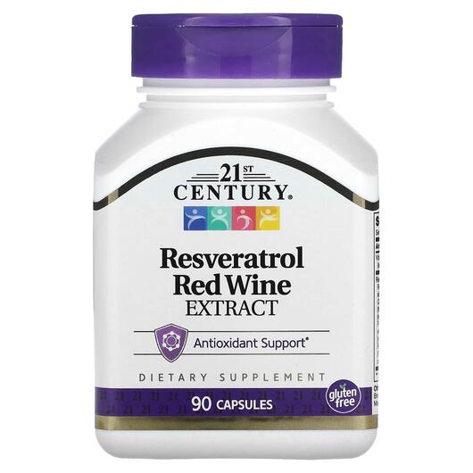Основне фото товара Resveratrol Red Wine Extract, Ресвератрол, 90 капсул