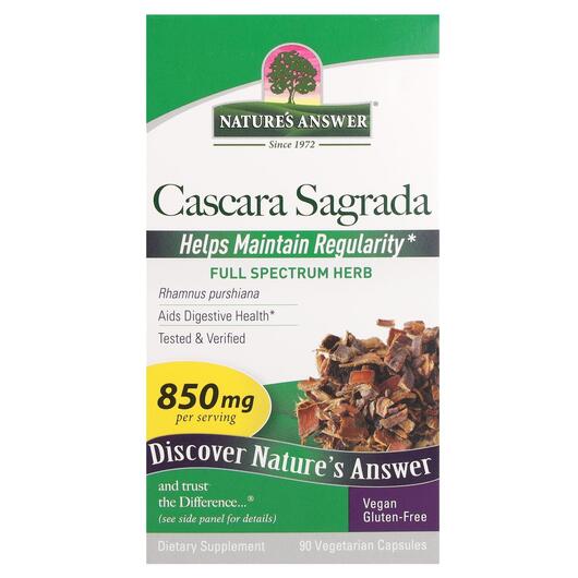 Основне фото товара Nature's Answer, Cascara Sagrada 425 mg, Каскара, 90 капсул