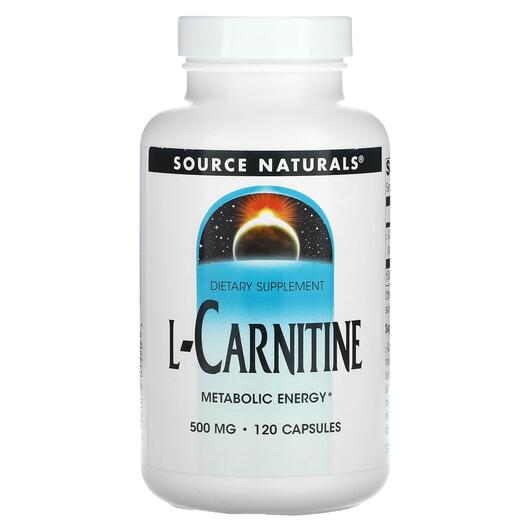 Основне фото товара Source Naturals, L-Carnitine 500 mg, L-Карнітин, 120 капсул