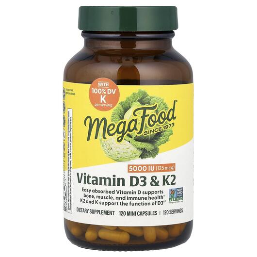 Основне фото товара Vitamin D3 5000 IU with K & K2, Вітаміни D3 с K & K2, 120