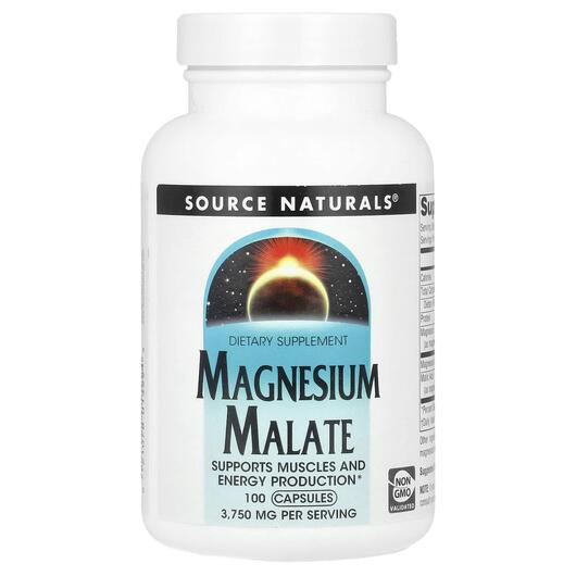 Основне фото товара Source Naturals, Magnesium Malate 3750 mg, Магній, 100 капсул