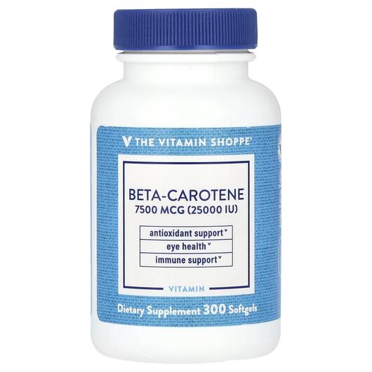 Основне фото товара Beta-Carotene 25000 IU, Вітамін А Ретінол, 300 капсул