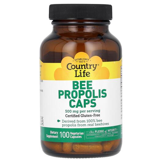 Основне фото товара Country Life, Bee Propolis Caps, Прополіс 500 мг, 100 капсул