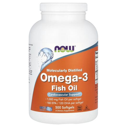 Основне фото товара NOW, Omega-3 Molecularly Distilled, Омега-3, 500 капсул