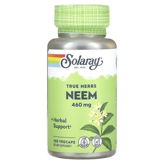 Основне фото товара Solaray, True Herbs Neem 460 mg, Ніім, 100 капсул