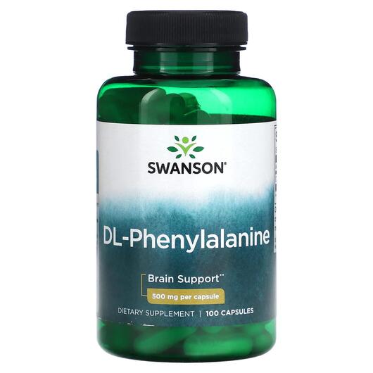 Основне фото товара Swanson, DL-Phenylalanine 500 mg, L-Фенилаланін, 100 капсул