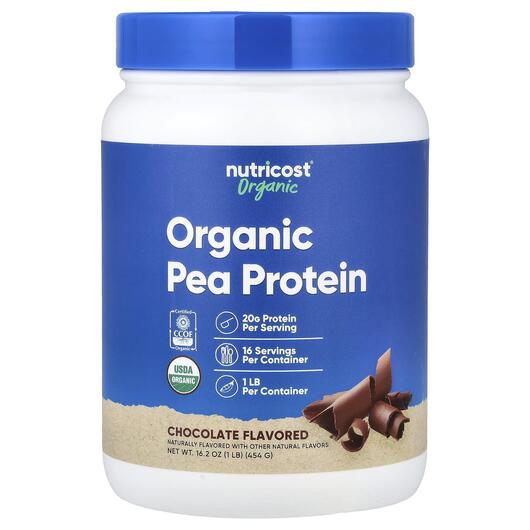 Основное фото товара Nutricost, Протеин, Organic Pea Protein Chocolate, 454 г