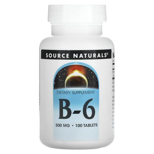 Основне фото товара Source Naturals, B6 500 mg 100, Вітамін B-6 500 мг, 100 таблеток