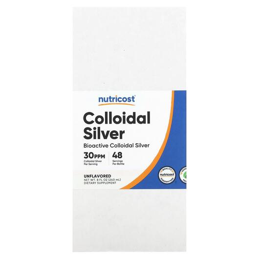 Основне фото товара Nutricost, Colloidal Silver Unflavored, Срібло, 240 мл
