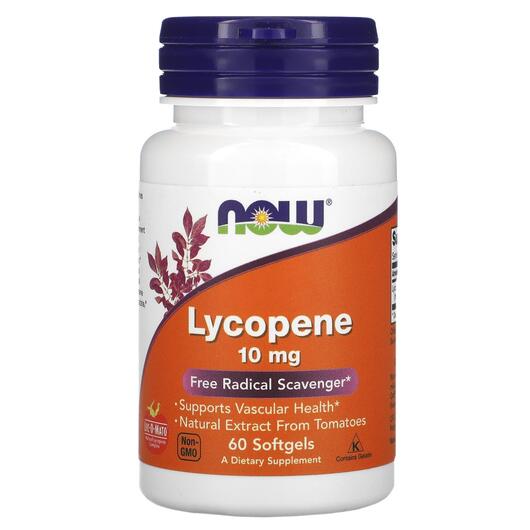 Основне фото товара NOW, Lycopene 10 mg, Лікопен 10 mg, 60 капсул