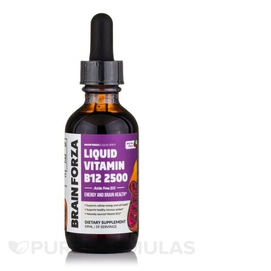 Основне фото товара Brain Forza, Liquid Vitamin B12, Вітамін B12 Кобаламін, 59 мл