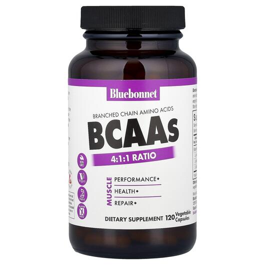 Основне фото товара Bluebonnet Nutrition, BCAAs 4:1:1 Ratio, ВЦАА, 120 капсул