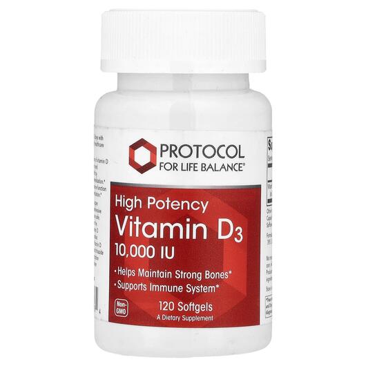 Основне фото товара Vitamin D-3 10000 IU, Вітамін D3 Холекальциферол, 120 капсул