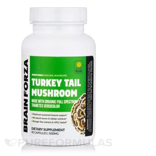 Основне фото товара Organic Turkey Tail Mushroom, Гриби Хвіст Індички, 90 капсул