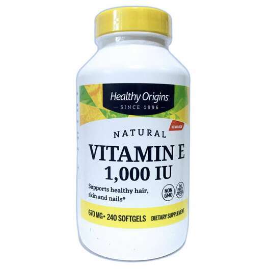 Основне фото товара Healthy Origins, E-1000, Вітамін E 1000 МО, 240 капсул