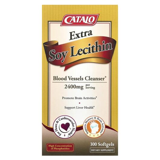 Основне фото товара CATALO, Extra Soy Lecithin 2400 mg, Лецитин, 300 капсул