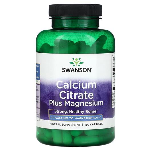 Основне фото товара Swanson, Calcium Citrate Plus Magnesium, Кальцій, 150 капсул