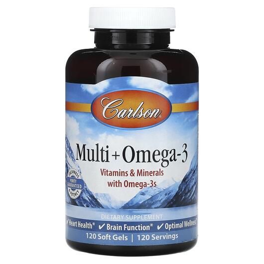 Основне фото товара Carlson, Multi + Omega-3, Омега 3, 120 капсул