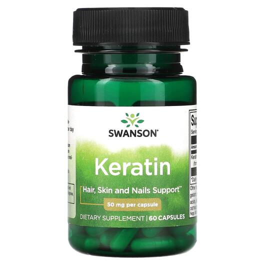 Основне фото товара Swanson, Keratin 50 mg, Кератин, 60 капсул