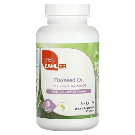 Основне фото товара Zahler, Organic Flax Seed Oil 1000 mg, Лляна олія, 90 капсул