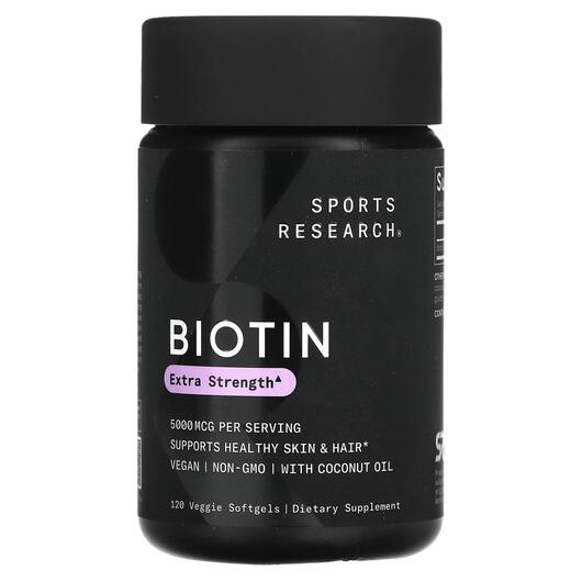 Основне фото товара Biotin with Coconut Oil 5000 mcg, Вітамін B7 Біотин, 120 капсул