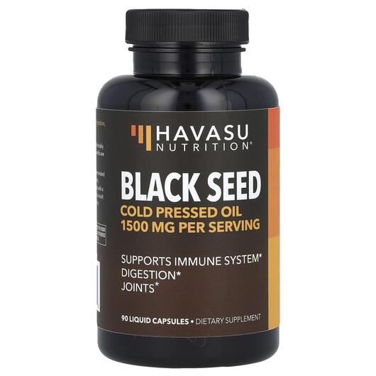 Основне фото товара Black Seed Cold Pressed Oil 1500 mg, Чорний кмин, 90 капсул