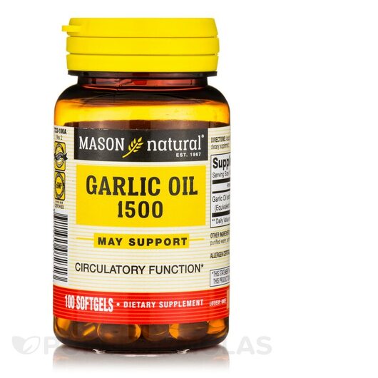 Основне фото товара Mason, Garlic Oil 1500, Екстракт Часнику, 100 капсул