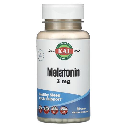 Основне фото товара KAL, Melatonin 3 mg, Мелатонін, 60 таблеток