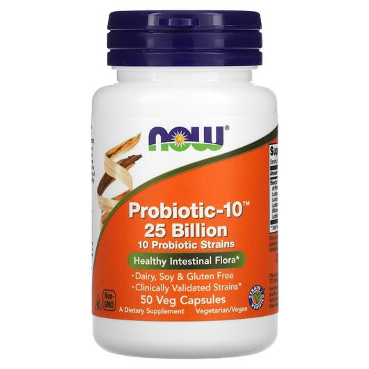 Основне фото товара NOW, Probiotic-10 25 Billion, Пробіотики, 50 капсул