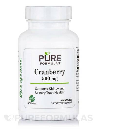 Основне фото товара PureFormulas, Cranberry 500 mg, Журавлина, 60 капсул
