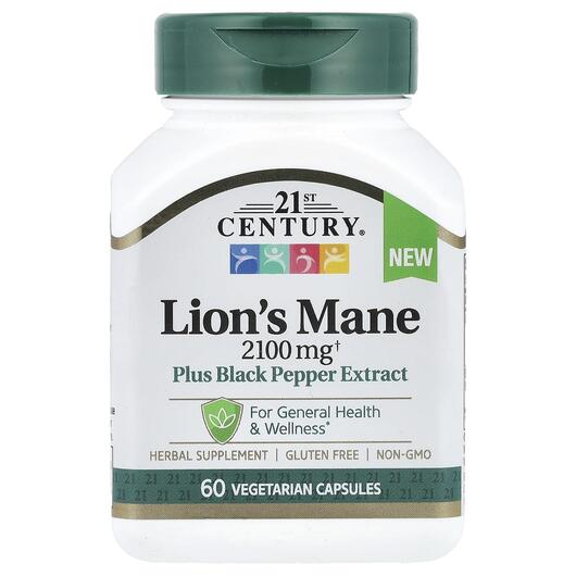 Основне фото товара 21st Century, Lion's Mane 2100 mg, Гриби Левова Грива, 60 ка