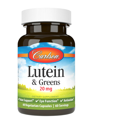 Основне фото товара Carlson, Lutein & Greens 20 mg, Лютеїн, 60 капсул
