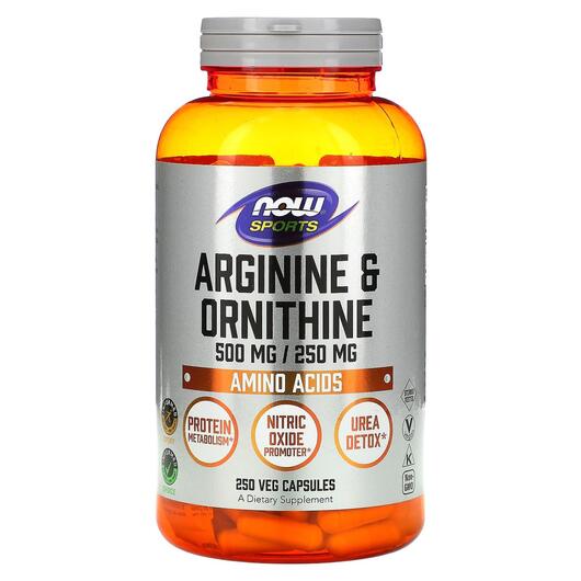 Основне фото товара NOW, Arginine Ornithine, L-Аргінін, 200 капсул