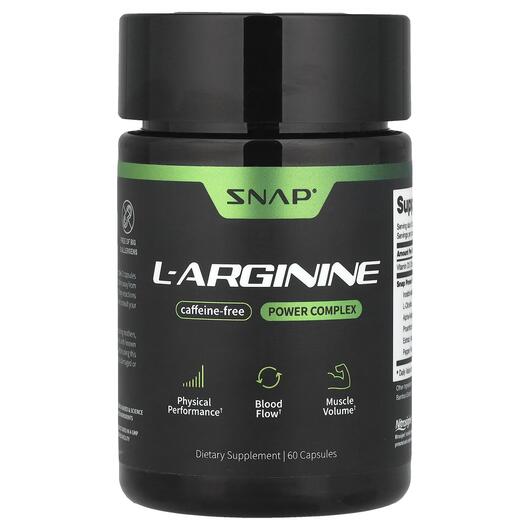 Основне фото товара Snap Supplements, L-Arginine Caffeine-Free, L-Аргінін, 60 капсул
