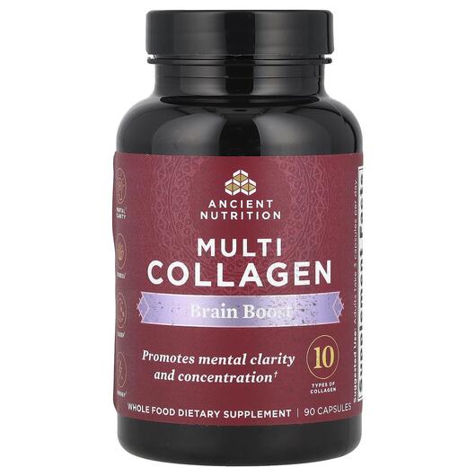 Основне фото товара Ancient Nutrition, Multi Collagen Brain Boost, Колаген, 90 капсул