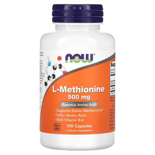 Основне фото товара NOW, L-Methionine 500 mg, L-Метионін 500 мг, 100 капсул