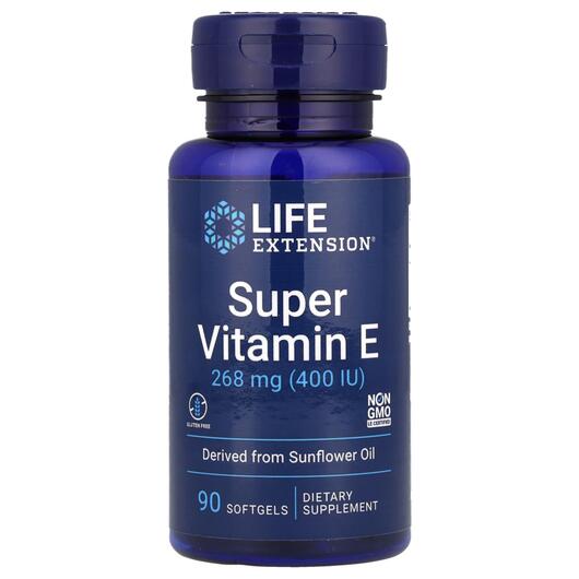 Основне фото товара Life Extension, Super Vitamin E 268 mg, Вітамін E, 90 капсул