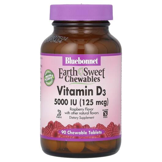 Основне фото товара Vitamin D3 5000 IU Chewables, Витамин D3, 90 цукерок