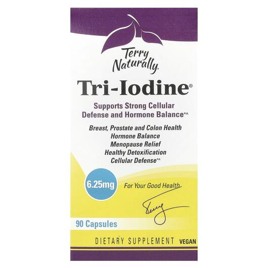 Основне фото товара Terry Naturally, Tri-Iodine 6.25 mg, Йод 625 мг, 90 капсул
