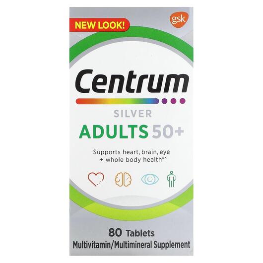 Основне фото товара Centrum, Silver Adults 50+, Срібло, 80 таблеток