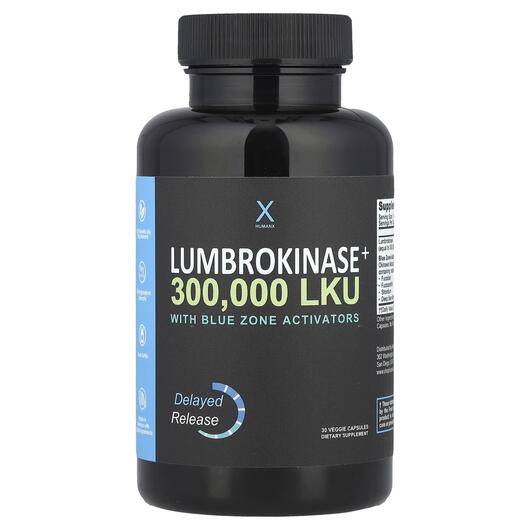 Основне фото товара HumanX, Lumbrokinase+, Люмброкіназа, 30 капсул