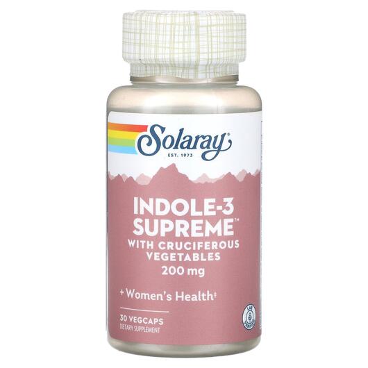 Основне фото товара Solaray, Indole-3 Supreme 200 mg, Індол Карбінол, 30 капсул