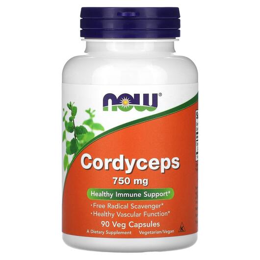 Основне фото товара NOW, Cordyceps 750 mg, Кордицепс 750 мг, 90 капсул